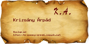 Krizsány Árpád névjegykártya